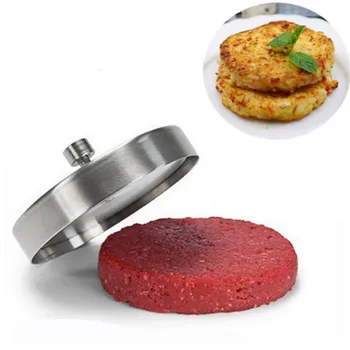 Nerūdijančio Plieno Hamburger Paplotėlius Pelėsių Maker Rankiniai Mėsainiai Paspauskite Virtuvės Reikmenys Kepimo Įrankius, Sidabro Spalvos IC896376