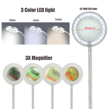 NEWACALOX Litavimo Padėti Rankas 3X LED Apšviestas didinamasis stiklas Trečiųjų Pana Vertus Litavimo Stotis Vizuoti Suvirinimo Taisymo Įrankis