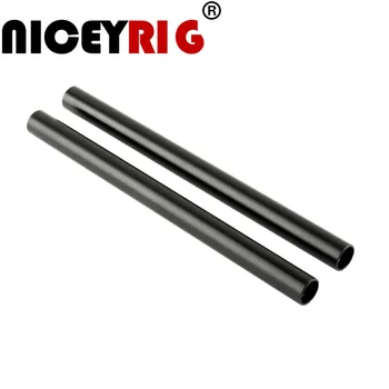 NICEYRIG (Paketas 2) Ilgis 20cm(8 colių) Aliuminio Strypas, Juoda su M12 Sriegiu 15mm už DSLR Fotoaparatas Foto Studija Fotografija