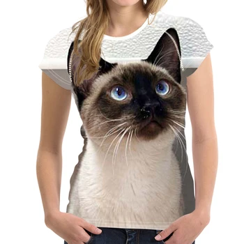NoisyDesigns Marškinėliai Moterims Top Marškinėliai Mielas Siamo kačiukas Katė Paauglių Mergaičių, Brazilija Moterų Kawaii T-marškinėliai Moterims Vetement Femme
