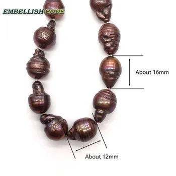 Normalaus dydžio baroko perlas karoliai audinių nucleated liepsnos kamuolys formos rudos kavos spalva, maža kaina, natūralių gėlavandenių perlų
