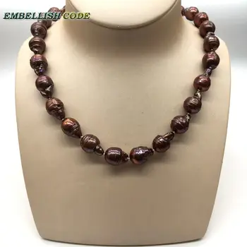 Normalaus dydžio baroko perlas karoliai audinių nucleated liepsnos kamuolys formos rudos kavos spalva, maža kaina, natūralių gėlavandenių perlų