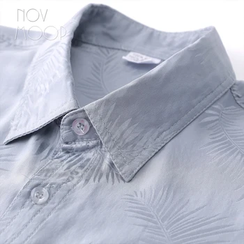 Novmoop 2020 m. naujo dizaino vyriški natūralaus šilko trumpas rankovės marškinėliai Camisa de seda de los hombres LT3234