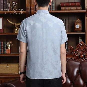 Novmoop 2020 m. naujo dizaino vyriški natūralaus šilko trumpas rankovės marškinėliai Camisa de seda de los hombres LT3234