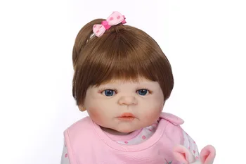NPK 56CM visas silikono bebe bonecas tikroviška mergytę su puikus stresą vaikams brithday dovana silikoninis reborn baby lėlės