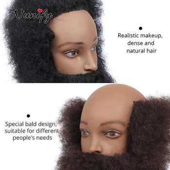 Nunify 2 Stilius Trumpas Afro Keistą Garbanotas Plaukų Mokymo Vadovas Realus Žmogaus Plaukų Manequin Plaukų Lėlės Black Vyrų Manican Kirpykla