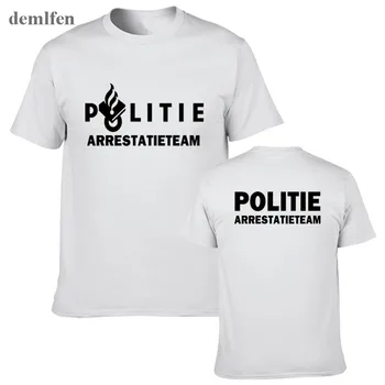 Nyderlandai Politi Policijos Marškinėliai Ypatingas Swat Vienetas Jėga Mens T Shirts Naujovė Trumpas Rankovės Marškinėliai Vatos Pagaliukai Tees