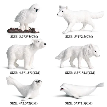 Oenux Originalus 6PCS Mini Arkties Gyvūnų, Miniatiūriniai Modelį PVC baltasis Lokys, Ruonis Vandenyno Gyvūnų figūrėlių, Žaislas Vaikams Kalėdų Dovana