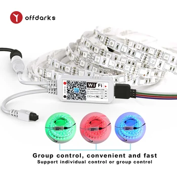 OFFDARKS LED RGB valdiklis 24-mygtuką spindulių nuotolinio valdymo, APP kontrolės, tinka 5050/3528 LED Juostos