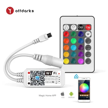 OFFDARKS LED RGB valdiklis 24-mygtuką spindulių nuotolinio valdymo, APP kontrolės, tinka 5050/3528 LED Juostos