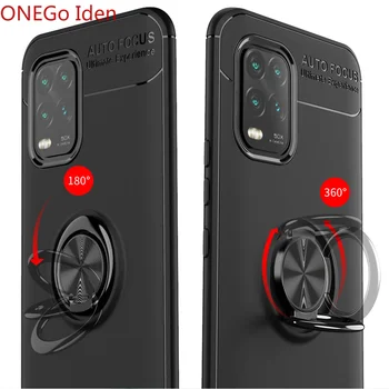 ONEGo Iden atsparus smūgiams Atveju Xiaomi Mi10 Lite 10 Jaunimo 5G Matinis Silikonas Metalo Žiedas Galinį Telefono Dangtelį Xiaomi Mi 10 10 Pro5G