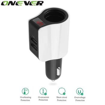 Onever 2.1 Dual USB Car Greitas Įkroviklis iPhone Samsung LED Ekranas Cigarečių Degiklio Įkrauti Mobiliojo Telefono Adapteris