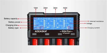 Originalus ADEASKA SQ4 PLIUS LCD Ekranas USB Sparčiai Protingas Įkroviklis Li-ion/IMR/LiFePO4/Ni-MH 18650 26650 Baterijos Kroviklis