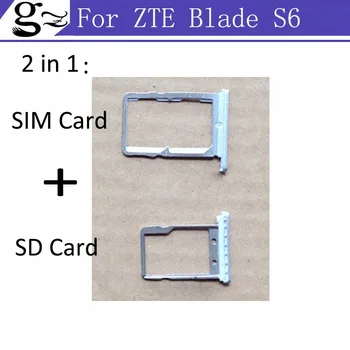 Originalus, skirtas ZTE Blade S6 SIM Kortelės Dėklas + Micro SD Kortelė Plokštelės Laikiklį Lizdo Adapteris, Lizdas, Pakeitimas, Remontas, Dalys, Sidabrinė