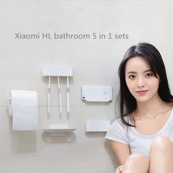 Originalus Xiaomi Mijia Kabliukai HL Vonios kambarys 5 In1 Rinkiniai, Muilas, dantų Šepetėlis Kablys Saugojimo Dėžutės Telefono Laikiklis, Vonios Dušo Kambarys Įrankis