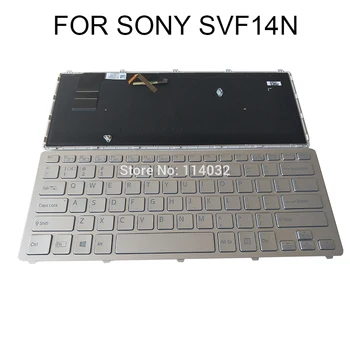 OVY Pakeitimo klaviatūros Apšvietimu klaviatūra SONY Vaio SVF14 SVF14N JAV anglų sidabrinė rėmas KB 14926402USX AEFI2R000203 PARDAVIMAS