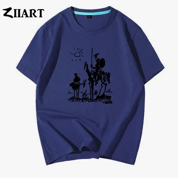 Pablo Picasso tapybos Don Kichotas de la Mancha Windmill Pora Drabužių Berniukas Žmogus Vasaros Short-Sleeve T-Shirts ZIIART
