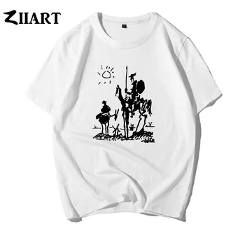 Pablo Picasso tapybos Don Kichotas de la Mancha Windmill Pora Drabužių Berniukas Žmogus Vasaros Short-Sleeve T-Shirts ZIIART