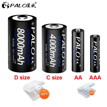 PALO 1.2 V C D dydžio baterija AA AAA akumuliatoriai+LCD ekranas USB Smart baterijos Kroviklis AA, AAA PK C D Dydžio baterija
