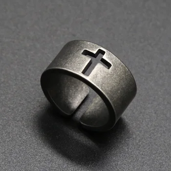 Paprasta Plieno Spalva Nerūdijančio Plieno Kryžius Žiedas Punk Krikščionių Žiedas Vyrams Mados Papuošalai Geriausia Dovana Draugui