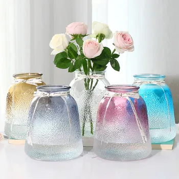 Paprastas, Skaidrus, Įvairių Spalvų Stiklo Vazos Apdailos Kambarį Gėlių Sutirštės Vazos