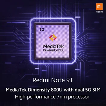 Pasaulinė Versija Xiaomi Redmi Pastaba 9T 9 T 5G 4GB 128GB Išmanųjį telefoną MTK Dimensity 800U 48MP Triple Kamera 6.53