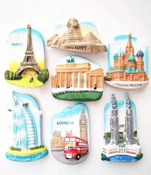 Pasaulio kelionių atminimo šaldytuvas magnetas sfinksas Paryžiaus Bokšto magnetas lipdukas Maskvos pastato Dvyniai pastatas, Rusija, Malaizija metu