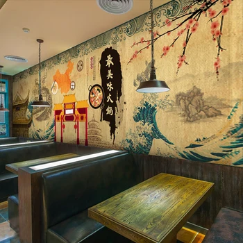 Pasirinktinis Dydžio Nuotrauką Japonų animacinį personažą tapetai Japoniško Stiliaus Restoranas retro pastato karšto puodo grilis tapetai, freskos