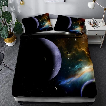 Patalynės Komplektas Vietos mėnulio antklode padengti Vaikams lova padengti planetos 150 Lova Nustatyti Užvalkalas 3d antklodė Suaugusiųjų moon Star Kosmoso Lovos Užvalkalai
