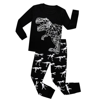 Pavasarį, Rudenį, Vaikai Švyti Tamsoje Pižama Rinkiniai Vaikams Dinozaurų Pižama Vaikams Pijama Dragon Kūdikis Sleepwear naktiniai drabužiai