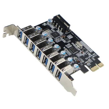 PCIe su USB 3.0 7-Port PCI Express Plėtros Plokštę PCI-E USB3.0 Centru su Molex Maitinimo Jungtis Paramos UASP Windows 10,8.1,8,7,XP