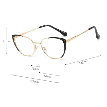 Peekaboo metalo rėmas cat eye akiniai recepto priedai moterų auksas baltas retro ovalo formos akinius moterims, aišku objektyvas