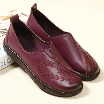 PEIPAH natūralios Odos 2019 m. rudenį naujų versija kvėpuojantis vidutinio amžiaus ir pagyvenusių moterų batai minkštas apatinis sluoksnis motina batai