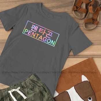 Pentagonas Kpop T-Shirt Pentagono Marškinėliai Sidabro, O Kaklo Moterų marškinėlius Spausdinti Madinga Negabaritinių Ponios Tee Marškinėliai