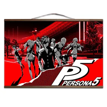 Persona 5 Klasikinis Anime Video Žaidimas, Komiksų, Animacinių filmų Personažas Plakatas Drobės Namų Kambario Sienos Spausdinimo Dekoro su medžio masyvo kabinti