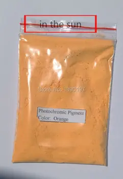 Photochromic pigmento miltelių spalva keičiasi, kai jis yra veikiamas saulės spindulių, dažų, nagų, rašalas