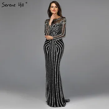 Pilka Prabanga ilgomis Rankovėmis Blizgančių vakarinių Suknelių Undinė Seksualus Diamond Duobute Oficialų Suknelė 2020 Realios Foto LA6591
