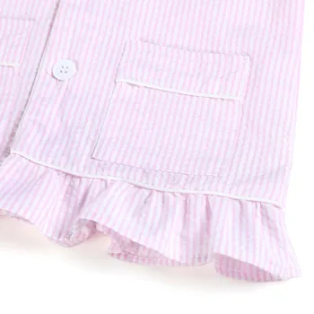 Pižama ilgomis rankovėmis 12 metų berniukų ir mergaičių seersucker vasaros Pynimas juostele vaikai sleepwear medvilnės baby girl pižamos