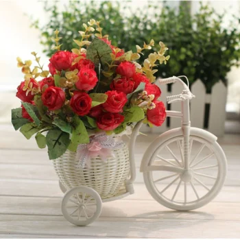 Plastikiniai, Baltos Spalvos Triratį Dviratį Dizainas Gėlių Krepšelis Konteinerių Gėlių, Augalų Buveinės Weddding Apdaila