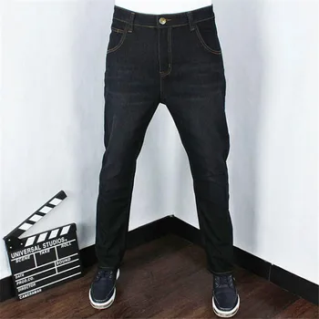 Plius dydis 44 46 48 50 vyriški džinsai, kelnės geros kokybės, tiesiai ruožas džinsai vyrams dizaineris vyrai ,Atsitiktinis Plonas Juodos Tiesios Kelnės