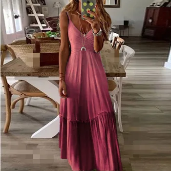 Plius Dydis Vasaros 2020 Rankovių Maxi Suknelė Prarasti Moterų Drabužiai V-Kaklo, Seksualus Paplūdimio Suknelė Mados Ponios Raudonos Spalvos Ilgos Suknelės Vestidos