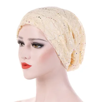 Plonas nėrinių vasaros turbaną musulmonų skrybėlės kietas medvilnės hijab kepurės elegantiška panele turbantes variklio dangčio arabų apvyniokite galvą hijab femme musulman