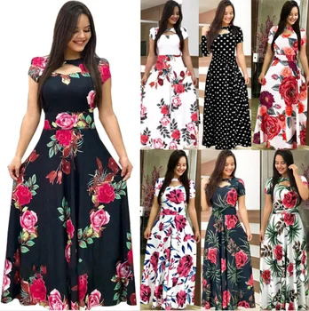 Plus Size 5XL Elegantiškas Pavasarį, Rudenį Moterų Suknelė Atsitiktinis Bohmia Gėlių Spausdinti Maxi Suknelės Mados Tuščiaviduriai Iš Tunika Vestidos Suknelė