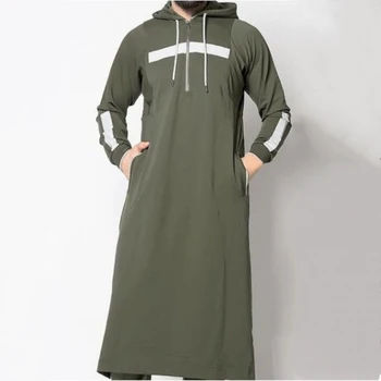 Plus Size Hoodies Ilgi Susagstomi Megztiniai Vyrų Mados Kratinys Streetwear Islamo Musulmonų Arabų Palaidinukė Vyrų Rudens Kišenės Megztinis