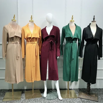 Plus Size Kint Kaftan Abaja Turkijos Dubajus Kimono Hijab Musulmonų Suknelė Cardigan Caftan Marocain Abayas Moterų Islamas Drabužiai