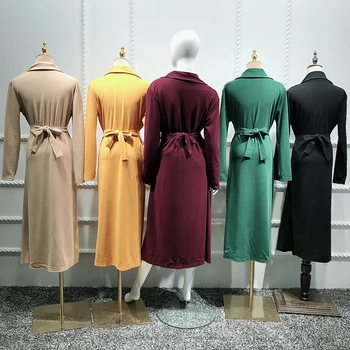 Plus Size Kint Kaftan Abaja Turkijos Dubajus Kimono Hijab Musulmonų Suknelė Cardigan Caftan Marocain Abayas Moterų Islamas Drabužiai