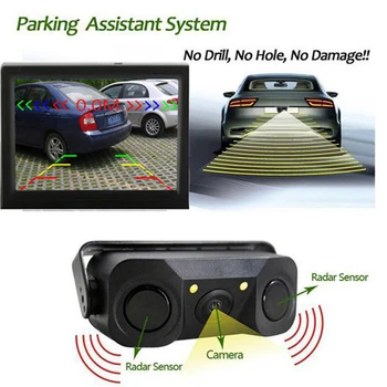 Podofo 2 in 1 Garso Signalą automobilio Statymo pagalbos Sistemos Radaro Detektorius, Jutiklis Automobilį Atbuline Atsarginės LED Naktinio Matymo Galinio vaizdo Kamera