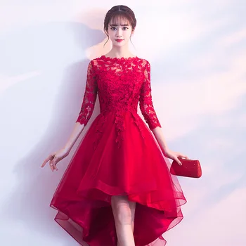 Pokylių Prom Dresses 2019 Naujas Trumpas Priekiniai Ilgai Atgal Elegantiškas Šalis Suknelės Juoda Vakaro Suknelės Pusė Rankovės Haute Couture