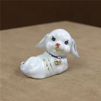 Porceliano Puppy Mini Paauksuotas, Keramikos Šunytis Skulptūra Pet Namų Dekoro Dovana ir Amatų Embellishment Knickknack Priedai