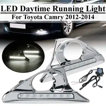 Poros Automobilį LED DRL Šviesos važiavimui Dieną Toyota Camry 2012 2013 DRL Posūkio Signalo Lemputė Relay Vandeniui Automobilių Reikmenys